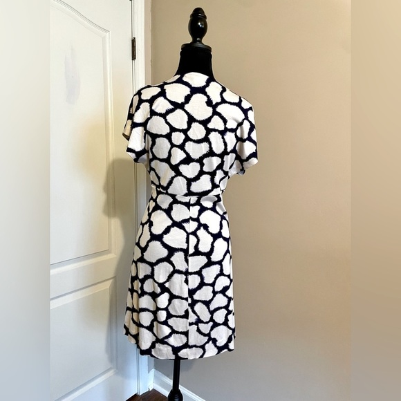 Diane Von Furstenberg Size 4 Natalie 100% Silk Mini Dress Navy Blue White Classy - Picture 7 of 11